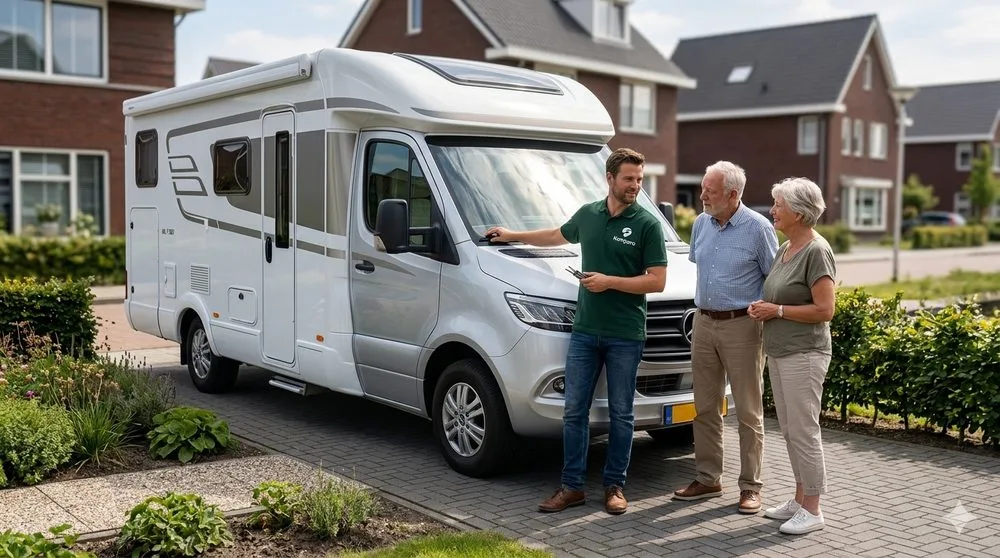 Kampero-adviseur bespreekt de verkoop met klanten bij hen thuis